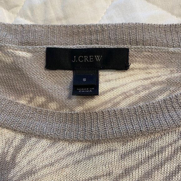 J.Crew Linen Sweater in Grey Floral Pattern, Size Small - Picture 3 of 4